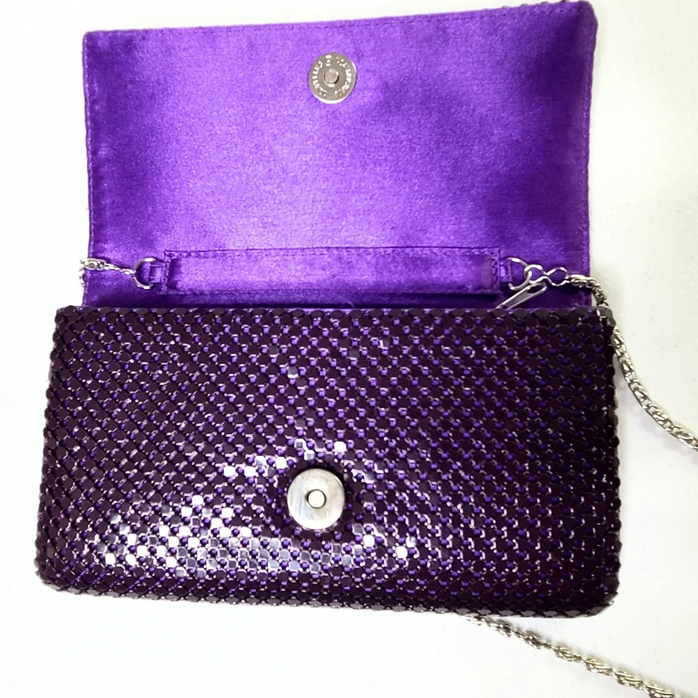 Jessica McClintock Purple Gold Beaded Clutch Purse